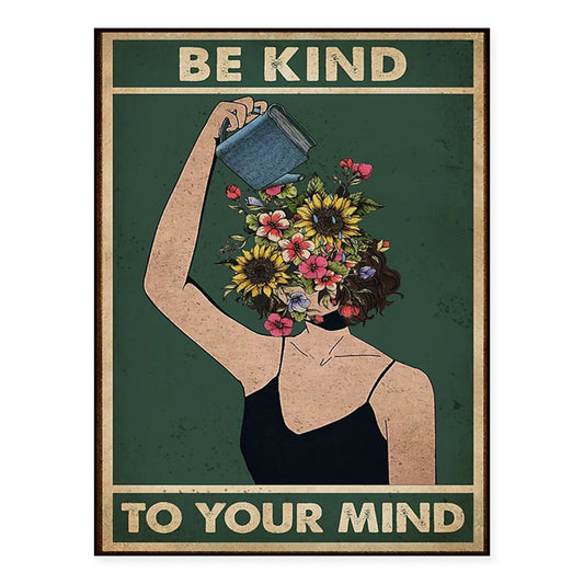 Be kind to your heart poster, flower head art, book gift, classroom decoration, reading decoration, reading book gift, reading p